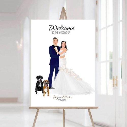 Wedding Welcome Sign - Couple Embracing