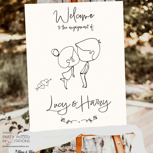 Cartoon Couple Welcome Sign